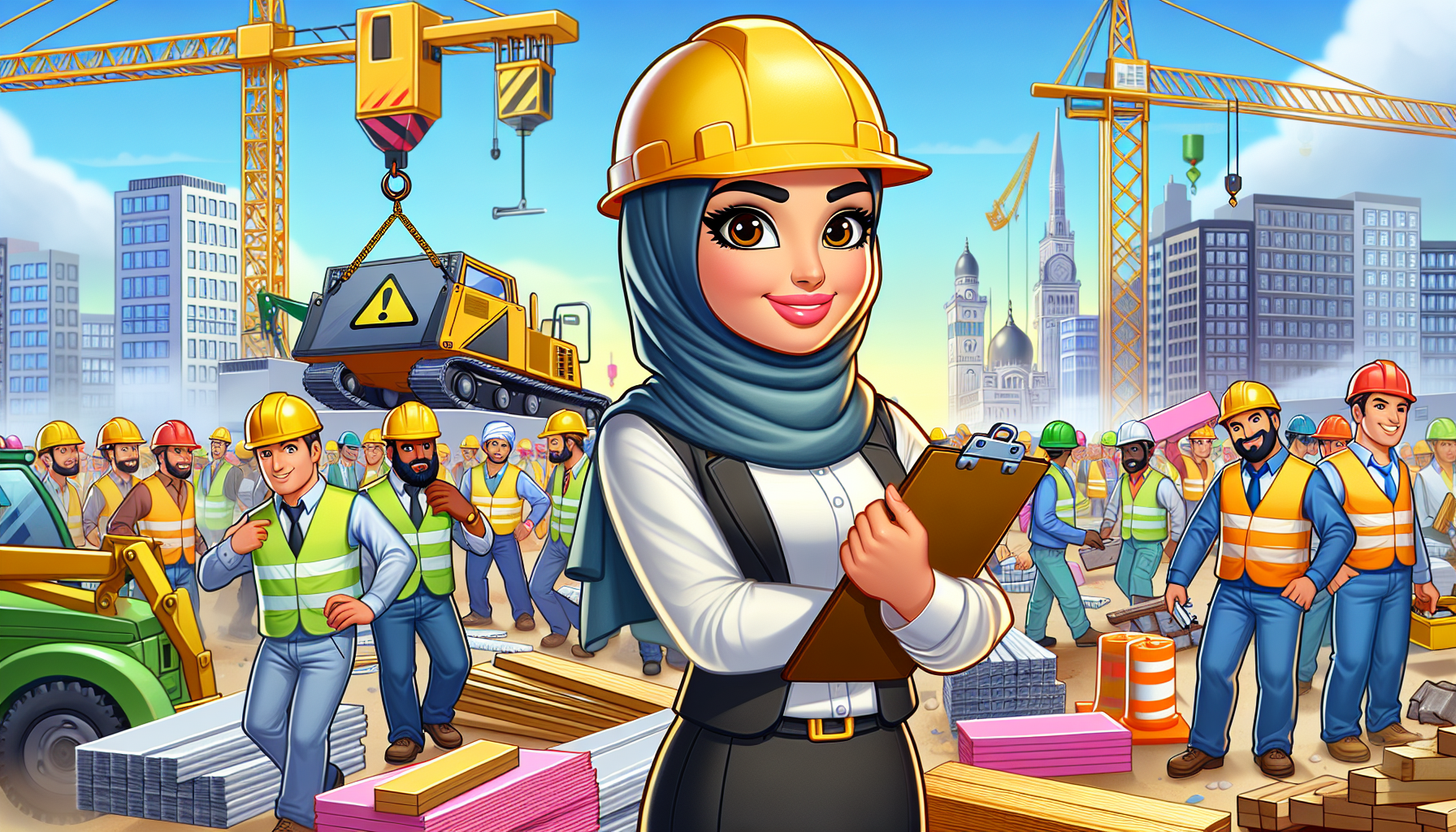 An illustration depicting a general contractor overseeing a construction project.